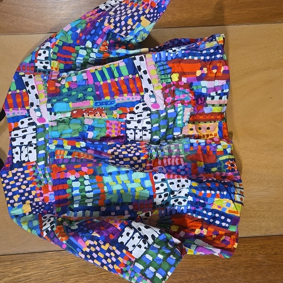 Colorful Abstract Button Up Cropped Shirt - Picture 5 of 5